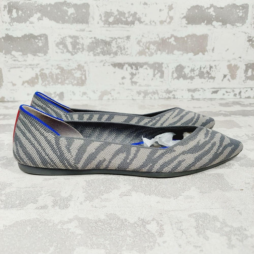 NEW Rothy's The Flat Grey Zebra Knit Round Toe Slip On Loafers O258 - Picture 3 of 8